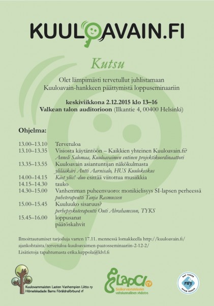 kuuloavaimen päätöstilaisuus finaalikutsu